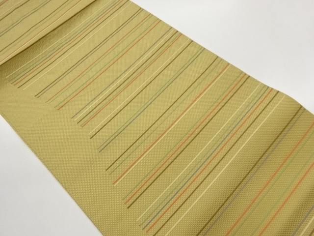 JAPANESE KIMONO / CHIKUZEN HAKATA HORIZONTAL LINE PATTERN WOVEN NAGOYA